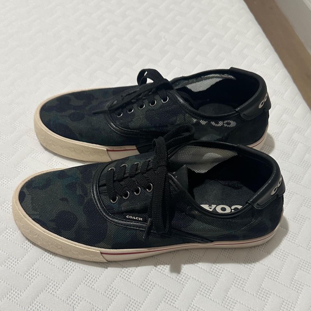 Coach Black and Dark Green Canvas Sneakers